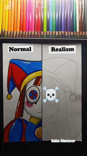 I tired to Draw Pomni But Normal Vs Realism ✨ #shorts #drawing #tadc #art