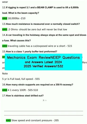Mechanics Exam ReviewNEIEP Questions and Answers Latest 2024 2025 Verified Answers1532 video