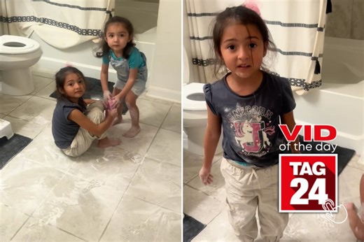Viral Video of the Day for October 3, 2025: Mom catches daughters in baby powder explosion!