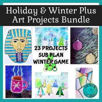 Holiday & Winter Art Projects Bundle  Christmas Art Lessons & Sub Plan