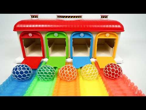 ASMR Satisfying Garage Oddly Satisfying Colors 5 Slime Balls Crunch Doors Rainbow Slime Balls Sounds