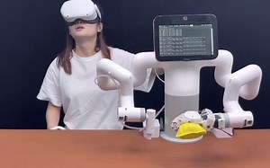 VR视觉远程控制机械手，远程完成手部动作的物体抓取