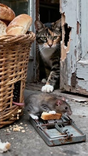 Tabby cat staring at mouse 🐹🐱🐹 #cat #mousemurah #cute #animals #catlife #funny #mousemurah #cat