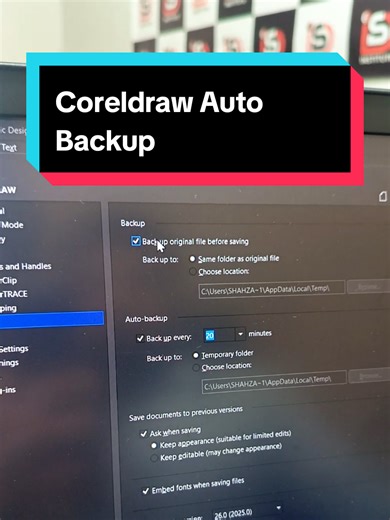 Coreldraw Auto Backup Files : Save your designs | Learn Graphic Designing or Sublimation Designing in Sialkot join @IDS Institute #creatorsearchinsights #learngraphicdesign #coreldraw #illustrator #sialkot