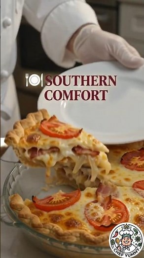 5-Minute Comfort Food: Bacon, Onion & Tomato Pie 🥓 #shorts