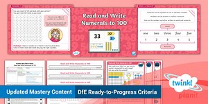 PlanIt Maths Year 1 Number and Place Value within 100 Lesson Pack 48: Read and Write Numerals to 100