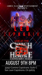 Led Zepagain Rocks The Coach House - August 9th! Get ready for an unforgettable night of Led Zeppelin magic! Led Zepagain brings their legendary tribute performance to The Coach House on Saturday, August 9th at 8:00 PM. Since 1988, Led Zepagain has been delivering the ultimate Led Zeppelin experience with authentic vintage equipment, period-accurate costumes, and nearly 90 songs in their repertoire. No two shows are alike as they draw from different eras of Zeppelin’s incredible catalog. Don’t m