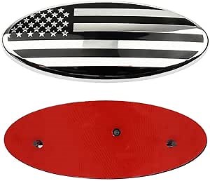 9 Inch American Flag Emblem for Ford, Front Grille Tailgate Emblem, Oval 9" x 3.5", Decal Badge Nameplate for 04-14 F150 F250 F350, 11-14 Edge, 11-16 Explorer, 06-11 Ranger (Silver)