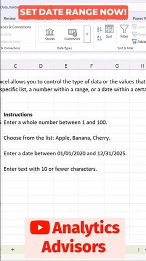 Mastering Date Validation in Excel! #shorts