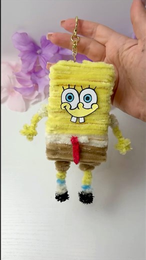 DIY SpongeBob KEYCHAIN From SPONGE / Easy and Cute Craft