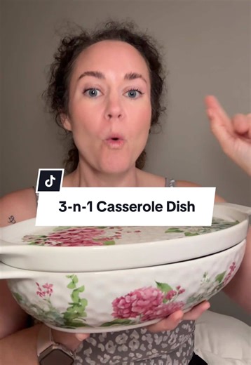 One of my favorite things about this Temp-tations casserole dish is that it’s basically a 3-in-1 kitchen piece. You’ve got the shallow casserole dish for baking, the Lid-It that works as the actual lid, and then that same Lid-It doubles as a baking sheet, trivet, or serving platter. It’s one of those designs that just makes cooking easier because you’re grabbing fewer dishes. And can we talk about the prints?! QVC just dropped all the spring and summer patterns and this pink hydrangea one feels 