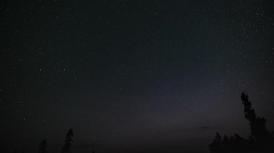 Timelapse of moving stars in night sky. Stars move around a polar star. 4K