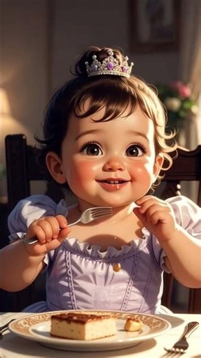 👸Baby Princess Eating Cartoon Face | Cute & Viral Shorts