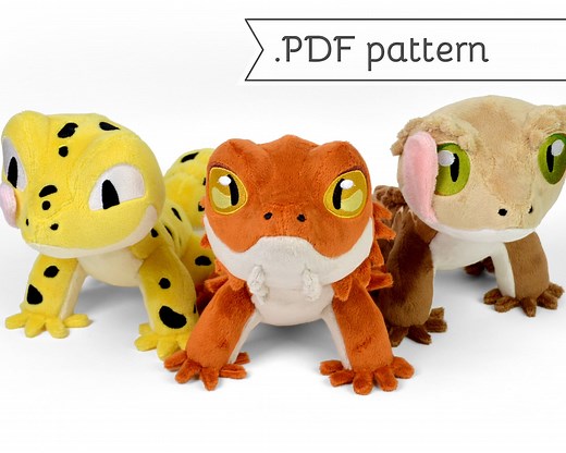 Pet Lizard Plush Sewing Pattern .pdf Tutorial Leopard Gecko Crested Bearded Dragon - Etsy