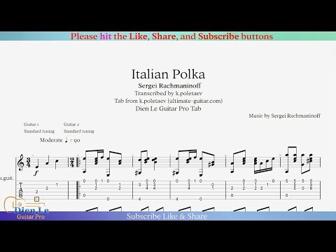 Italian Polka (Sergei Rachmaninoff) Two Guitar Arrangement with Tab