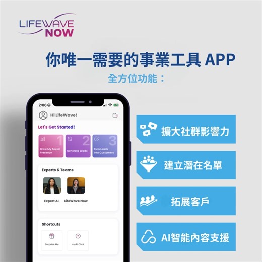 【會不會有一款 APP 能讓你的萊威事業經營更輕鬆呢？】 👉👉認識 LifeWave NOW APP 為你的成功，專屬打造，協助你： ✅ 擴大社群影響力 ✅ 建立高品質名單 ✅ 將潛在客戶轉化為忠誠客戶 ✅ 用 AI 輕鬆打造吸睛內容 myAI 助理會提供你個人化提示、內容靈感與即時支援，讓你的事業節奏穩定前進🎶😘 你的成功，由你掌握 立即註冊下載 LifeWave NOW，開始 30 天免費試用 https://lifewavenow.com/ #SharetheLight #LifeWave2025 #LifeWaveNOW | LifeWave Corporate - Taiwan/HongKong美商萊威