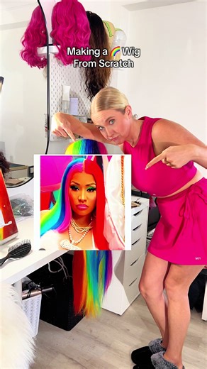 Can you 👅 the 🌈? The last of the rainbow wig colors have been added!!!!! #wigmaking #wigtok #wigs #wig #wigmakingprocess #rainbowwig #pride #creatorsearchinsights