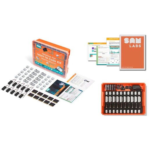 SAM Labs Learn to Code Kit - Educational Coding Kit - Wireless STEM Coding Blocks, Bluetooth micro:bit Integration, Charging Station & 50+ Curriculum Lessons for Classroom Makerspaces | Ages 8+