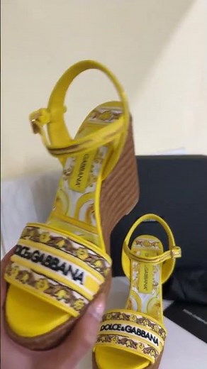Dolce & Gabbana Yellow Embroidered Canvas Majolica Wedge Sandals | Luxury Designer Shoes Review