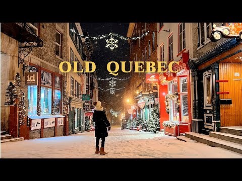 [4K]🇨🇦 Alice in Winter Wonderland⛄❄Midnight Snowfall in Old Quebec City🌟
