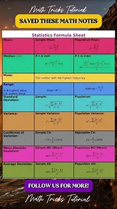31K views · 242 reactions | Statistics Formula Cheat Math Notes | Math Tricks Tutorial | Facebook
