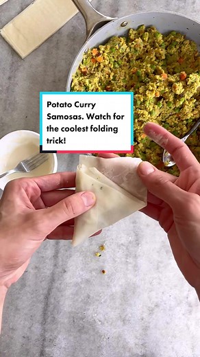 Potato Curry Samosas. The only Potato Samosa I want this Ramadan. @Akramcooks method of folding them is 👌🏻 link to recipe in my bio