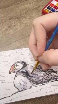 Day 8 of drawing everyday. Drawing a puffin #art #watercolor #artchallenge