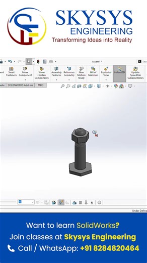 SKYSYS Engineering on Instagram: "Basic Motion in SolidWorks ⚙️ See how simple components come to life with motion study. Learn practical SolidWorks skills with Skysys Engineering. 📞 +91 82848-10464 🌐 www.skysysengineering.com #SolidWorks #BasicMotion #MechanicalDesign #SkysysEngineering #EngineeringSkills"
