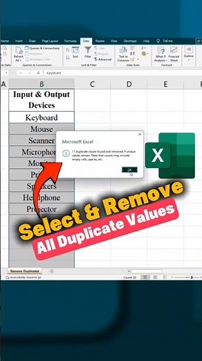 Quickly remove Duplicate Values in Excel | Excel Keyboard Shortcut. #excel
