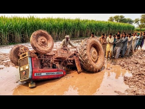 Extreme Mud Rescue: 5 Powerful Tractors Pulling Stuck MF 385 Tractor & Fiat 480 | 4K Ultra HD