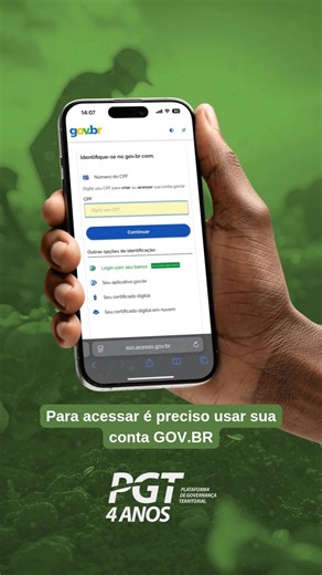 Já pensou em acessar os serviços do Incra sem sair de casa? 🫨🏡 Na Plataforma de Governança Territorial, a PGT, isso é possível! ✅ Nela, você acessa os serviços com segurança, facilidade e agilidade! Alguns serviços disponíveis: ✔️ Inscrição nos processos de Seleção para a Reforma Agrária ✔️ Solicitação do Contrato De Concessão De Uso ✔️ Emissão da Certidão De Assentado ✔️ Solicitação da Regularização de Ocupantes ✔️ Tudo simples, gratuito e seguro! ⌛ A PGT é resultado de mais de uma década de 