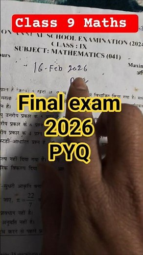 class 9 Maths Final question paper solution 2026 (PYQ Question with answers ) / maths important Ques