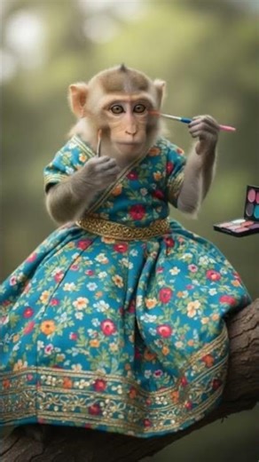 🐒 Funny Monkey Doing Makeup 😂 | Cute Monkey Makeup Video #Shorts