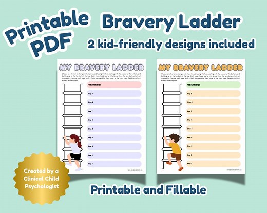 Bravery Ladder for Kids – Printable & Fillable CBT Exposure Hierarchy PDF | Child Anxiety Therapy Tool - Etsy Canada
