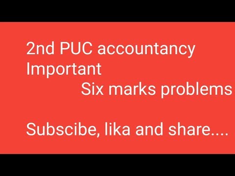 2nd PUC Accountancy Important 6 marks problems