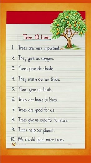 Tree Essay in English 🌳 | 10 Lines on Trees | Easy & Beautiful Handwriting for Students #tree​