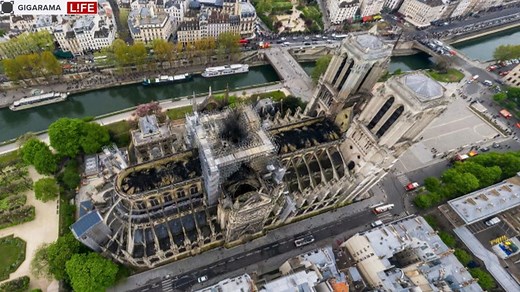 Drone visuals capture Notre Dame fire damage