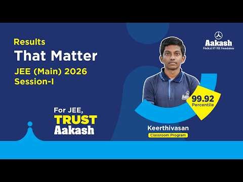 Excellence Redefined: Keerthivasan | JEE (Main) 2026 Session-I|| Aakash Institute - Telugu
