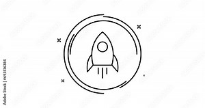 space rocket animated outline icon with alpha channel. space rocket rotation appearance 4k video animation for web, mobile and ui design
