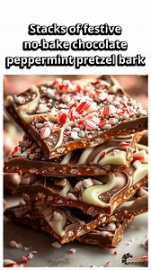 No-Bake Chocolate Peppermint Pretzel Bark Ingredients: 2 cups pretzel sticks, crushed 1 cup semi-sweet chocolate chips 1 cup white chocolate chips 1 tablespoon vegetable oil (divided: 1/2 tbsp for each chocolate) 1/2 teaspoon peppermint extract 1/2 cup crushed peppermint candies or candy canes Parchment paper for lining Method: Line a baking sheet with parchment paper and set aside. Spread the crushed pretzels evenly across the parchment-lined baking sheet to create the base layer. In a microwav