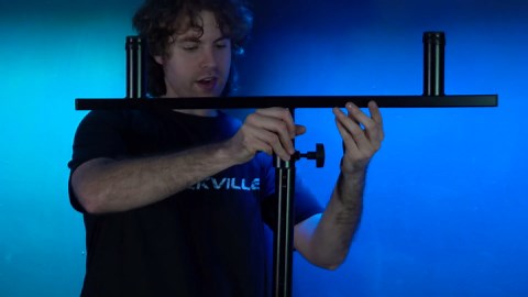 Rockville RVSS4A Hydraulic Air Lift Tripod Speaker Stand, 154 lbs Capacity, Auto Lowering, Adjustable 42-79", Heavy Duty Steel, for DJs and Live Events, 2-Piece