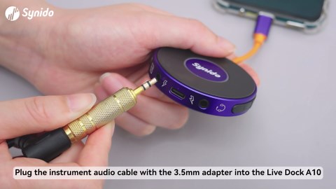 Synido Portable Guitar Audio Interface for Phone, Mac, iPad, Android, PC with USB-C, 24bit, 48kHz Music Recording Audio Interface for Outdoor Live Streaming Studio Equipment(Upgraded)