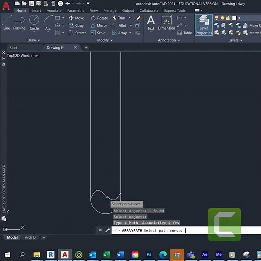 Use ARRAY PATH to draw a Candy cane in AutoCAD