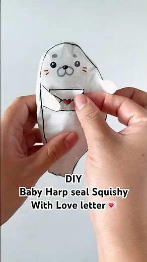 ⭐️ DIY Tutorial⭐️ I Made a Baby Harp Seal Squishy for Valentine’s Day 🦭💌 #diy #howto #diycrafts