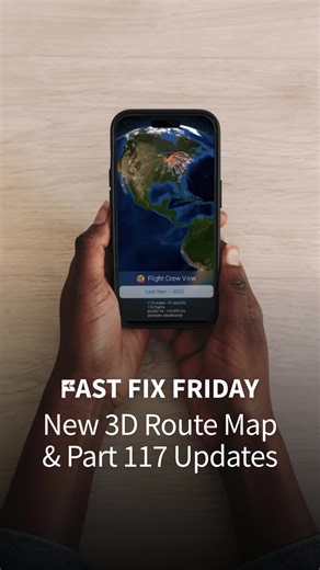 ✈️ Welcome to Fast Fix Friday. In this series, we’re sharing real updates happening inside the app. This week: 🌍 New 3D route map is live and also upgrading Part 117 logic for long-haul crew. What should we update next? Comment below 👇 #PilotLife #CrewLife #AviationApp #Part117 #ScheduleSmart