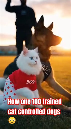 Funny Cat Commands 100 German Shepherds 😱🐶 #catshorts #pets #cat