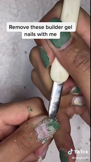 Builder gel removal💗 #gelnails #gelremoval #fyp #nailremoval