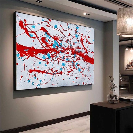 Pollock’o’motion I – Jackson-pollock-inspired Abstract Expressionist | Dynamic Wall Art in Red, Blue - Etsy