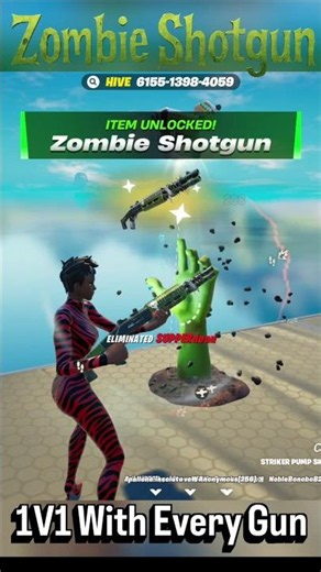 How to unlock ZOMBIE SHOTGUN 1V1 With Every Gun #fortnite #secret #1v1