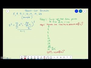Short Cut Formula for Variance and Standard Deviation